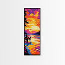 Sunset Cowboy Art Framed Canvas Print Vibrant Western Wall Art, Chicano Art, Colorful Wall Art, Southwest Wall Art, Extra Wide Art
