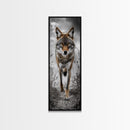 Intense Coyote Stare Framed Canvas Print | Wildlife Wall Art | Rustic Decor | Moody Art | Southwest Wall Art | Above Sofa Art | Gift Idea