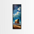 Vintage Covered Wagon Painting Framed Canvas Print, Rustic Wall Art, Farmhouse Art, Moody Art, Landscape Painting, Southwest Wall Art
