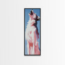 Majestic White Wolf Canvas Print moody art, minimalist art, vertical wall art, wabi sabi art, extra wide art, panoramic art, rustic wall art, wildlife painting, bedroom art, therapy art