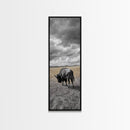Lone Bison in Field Framed Canvas Print | Rustic Wall Art | Moody Art | Wildlife Painting | Farmhouse Decor | Southwest Wall Art | Gift Idea
