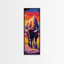 Pop Art Bison Canvas Print Southwest Wall Art Bright Wall Art Tall Narrow Art Colorful Art Above Couch Art