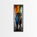 Colorful Bison Canvas Print Pink Orange Wall Art Southwest Wall Art Boho Art Tall Narrow Art Living Room Art Above Couch Art