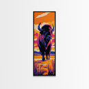 Vibrant Bison Canvas Print Pink Orange Wall Art Southwest Wall Art Rustic Art Tall Narrow Art Gift Idea Him