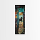 Mysterious Horse Silhouette Framed Canvas Print Moody Art Rustic Wall Art Southwest Wall Art Extra Tall Narrow Art