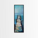 Coastal Dock Painting Framed Canvas Print coastal painting nautical wall art coastal decor seascape painting rustic wall art bedroom art