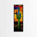 Vibrant Cactus Sunset Canvas Print, Southwest Wall Art, Desert Art, Bright Colorful Wall Art, Moody Art, Joshua Tree Art, Gift Idea, Vertical Wall Art