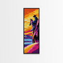 Western Cowboy Art Canvas Print, Pink Orange Wall Art, Southwest Wall Art, Chicano Art, Moody Art, Rustic Decor, Boho Art, Above Couch Art