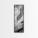 Flowing Fabric Over Ocean, Framed Canvas Print, wabi sabi art, coastal decor, boho art, minimalist art, above couch art, panoramic painting