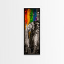 Black and White Headdress Canvas Print Moody Art African Art Dark Angels Wall Art Colorful Graffiti Wall Art Tall Narrow Art