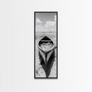 Tranquil Canoe on Misty Lake, Canvas Print, landscape painting, minimalist art, zen wall art, nature art, lake Tahoe art, bedroom art