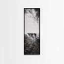 Dusty Cattle Drive, Western Landscape, Framed Canvas Print, Rustic Wall Art, Moody Art, Extra Wide Art, Southwest Wall Art
