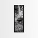 Old Wooden Wagon, Rustic Landscape, Framed Canvas Print, Western Décor, Farmhouse Wall Art, Minimalist Art, Extra Wide Art