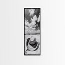 Straw Cowboy Hat, Beach Photography, Framed Canvas Print, Coastal Cowgirl, Wall Art, Rustic Décor, Minimalist Wall Art