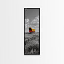 Nostalgic Wagon Trail Framed Canvas Print | Western Decor | Rustic Wall Art | Moody Landscape Art | Farmhouse Painting | Gift Idea | Panoramic Art
