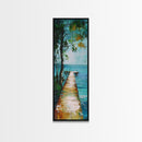 Tranquil Lake Dock Landscape Painting Framed Canvas Print | Coastal Landscape Art | Nautical Wall Art | Lake Tahoe Art | Ocean Decor