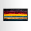 Sunset Over Water, Colorful Horizon Painting, Coastal Wall Art, Extra Wide Art, Framed Canvas Print, Above Sofa Art, Ocean Lover Gift