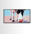 Longhorn Cow, Bull and Bear Art, Rustic Decor, Farmhouse Art, Southwest Wall Art, Light Pink Wall Art, Canvas Print, Living Room Art