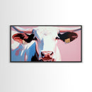 Texas Longhorn, Rustic Wall Art, Bull and Bear Art, Southwest Wall Art, Extra Wide Art, Pink Orange Wall Art, Canvas Print, Farmhouse Art