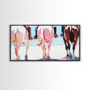 Cowboy Riders, vintage horse art, rustic wall art, western art, coastal cowgirl wall art, panoramic art, framed canvas print