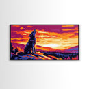 Howling Wolf, mountain painting, pine tree art, rustic decor, panoramic painting, southwest wall art, landscape painting, Canvas Print, gift
