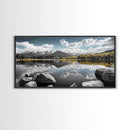 Majestic Lake Reflection Canvas Print Landscape Painting Mountain Painting Nature Wall Art Bedroom Art Extra Wide Panoramic Art