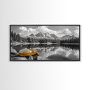 Mountain Lake with Boat, nautical wall art, lake Tahoe art, coastal decor, rustic wall art, extra wide art, seascape painting, Canvas Print