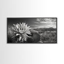 Cactus Bloom, botanical prints, wildflower painting, nature art, scenic mountain landscape, rustic wall art, southwest decor, Framed Canvas Print