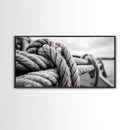 Nautical rope, rustic art, coastal decor, nautical wall art, maritime painting, extra wide art, panoramic painting, framed canvas print