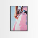 Pink cowgirl, western belt, black cowgirl painting, light pink wall art, southwestern art, cowboy aesthetic, framed canvas print, rustic art