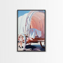 Rustic Wagon, pink abstract art, light pink wall art, vintage horse art, farmhouse art, rustic wall art, framed canvas print, gift idea