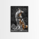 Howling Coyote, Wildlife Art, Southwest Wall Art, Moody Art, Rustic Wall Art, Nature Art, Framed Canvas Print, Gift Idea