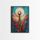 Sacred Symbol Artwork, sacred geometry wall art, abstract energy art, teal wall art, mystical artwork, framed canvas print, boho art, moody art