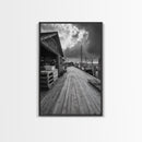Fishing Dock, coastal decor, nautical wall art, seascape painting, rustic wall art, Nantucket painting, framed canvas print, horizontal art
