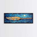 Paddle, nautical wall art, coastal decor, ocean painting, panoramic art, extra wide art, blue and green wall art, Framed Canvas Print
