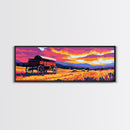 Prairie Wagon, rustic wall art, farmhouse art, cowboy painting, western decor, tall narrow art, panoramic painting, framed canvas print