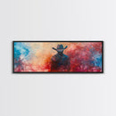 Moody Cowboy Art, dark romance painting, rustic wall art, southwest wall art, extra wide art, framed canvas print, panoramic painting