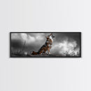 Howling Coyote, Wildlife Art, Nature Wall Art, Rustic Decor, Moody Art, Above Sofa Art, Horizontal Wall Art, Canvas Print