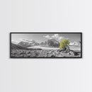 Mountain scene, mountain painting, landscape painting, wabi sabi art, nature art, minimalist art, framed canvas print, extra wide art