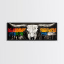 Western Skull, rustic wall art, skull art, farmhouse art, extra wide art, southwest wall art, bull and bear art, canvas print