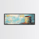 Rustic Tin, wabi sabi art, rustic wall art, teal wall art, farmhouse art, kitchen decor, Framed Canvas Print, above sofa art