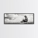 Man On Beach, Wabi Sabi Art, Framed Canvas Print, Coastal Landscape Art, Moody Art, Rustic Decor, Above Sofa Art, Minimalist Wall Art
