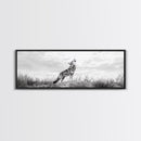 Lone Coyote, southwest wall art, wabi sabi art, extra wide art, moody art, landscape painting, framed canvas print, panoramic art