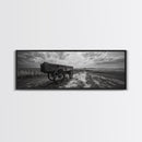 Wagon at Sunset, rustic art, farmhouse art, vintage horse art, tall narrow art, antique farm painting, framed canvas print
