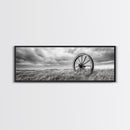 Wagon Wheel, rustic decor, farmhouse art, extra wide art, panoramic painting, country decor, cowboy art, framed canvas print, moody art