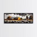 Adobe House, southwest wall art, rustic decor, farmhouse art, warm tones, panoramic art, moody art, extra wide art, framed canvas print