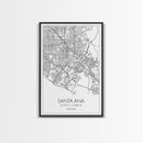 Santa Ana Street Map, California Map, City Map Print, Minimalist Art, Wall Art, Canvas Print, Living Room Décor, Adventure Gifts, Travel Art
