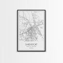 Shreveport Street Map, Louisiana Map, City Map Print, Minimalist Art, Wall Art, Canvas Print, Wall Decoration, Aviation Gift, Travel Décor