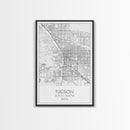 Tucson Street Map, Arizona Map, City Map Print, Modern Wall Art, Wall Art, Canvas Print, Minimal Wall Art, Family Gift, Travel Wall Décor