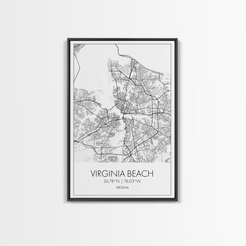 Virginia Beach Street Map, Virginia Map, City Map Print, Modern Wall Art, Wall Art, Canvas Print, Home Wall DÃ©cor Art, Moving Away Gift